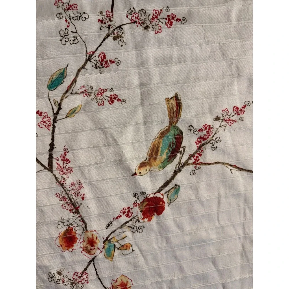 Lenox American by Design Bird and Floral Cherry Blossom Square Tablecloth White